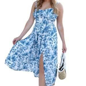 Abercrombie & Fitch Ruched Chiffon Midi Dress M